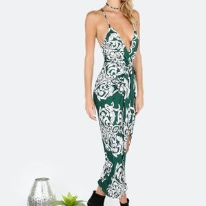 SHEIN - Green print - asymmetrical midi dress